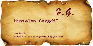 Hintalan Gergő névjegykártya